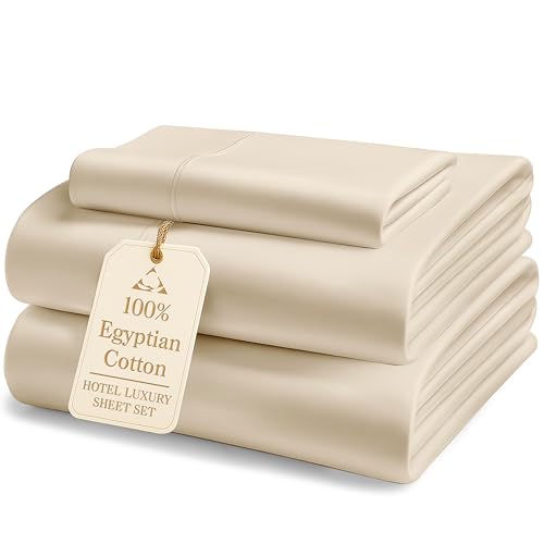 Image of LANE LINEN 100% Egyptian Cotton Bed Sheets Twin XL, Long Staple Soft & Comfy Sateen Weave No Pill Fade Resistant Machine wash Extra Long Twin Sheets for Hospital Bed -Moonstone