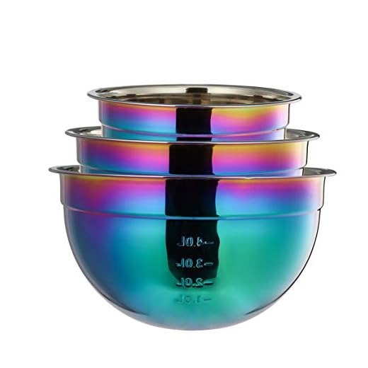 OMGard Mixing Bowl Set of 3 Rainbow 18/8 Stainless Steel Salad Bowl without Lid for Kitchen Cooking, Baking, Food Preparation, Measurement Marks Nesting for Storage Colorful 1.5, 2.5, 4 Liter Metal