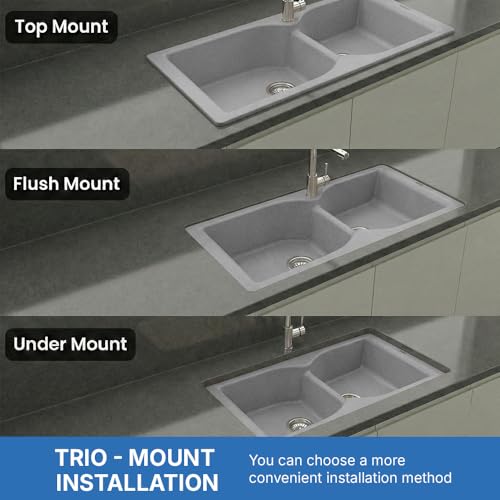 Image of JAYKO Quartz Acrylic Kitchen Sink for Modular Kitchen | Granite Finish, Scratch & Heat Resistant | Easy to Clean & Stylish Sink for Home (BR, 40x20in)