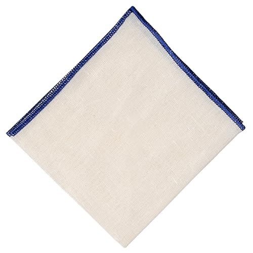 Hell Blues Premium Linen Pocket Square for Men, Off-white with