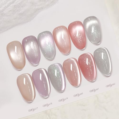Born Pretty Cat Magnetic Eye Gel Nail Polish Set with Magnet 6 Colors Nude