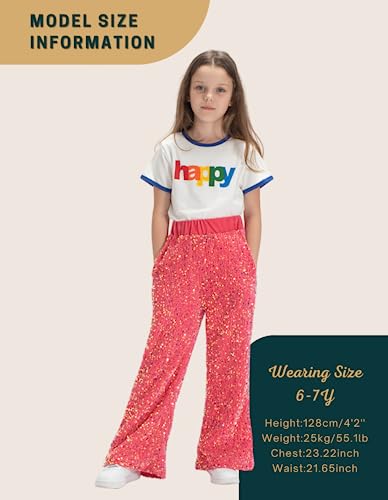 Image of WELAKEN Sequin Casual Pants for Girls with Lining Kids & Little Girl's Sparkling Trousers