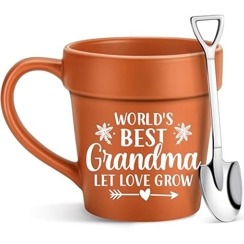 Grandma Coffee Mug Gifts,HandMade Gardening Gifts for Grandma Birthday,Mothers Day,Valentines Day Gifts for Her Grandma,Grandma Gifts from Grandkids,Funny Mug Shovel Spoon Set Gifts for Plant Lovers Cover