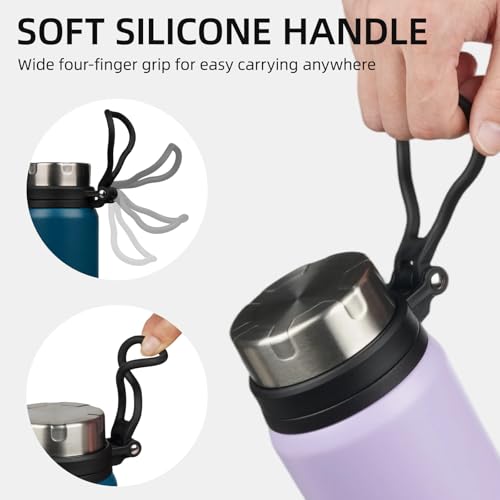 Image of BJPKPK 25oz Insulated Water Bottle, Stainless Steel Bottle with Handle | Vacuum Insulated Bottle with Leak-Proof BPA-Free Design, Keeps Drinks Cold & Hot for Gym, Office, Travel & Daily Use