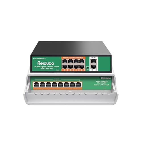 Switch PoE Gigabit de 8 Puertos con 2 Uplink Gigabit y 8 Puertos PoE Gigabit para Exterior, No gestionado, 120W, Plug & Play miniatura 1