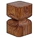 WOHNLING Lateral de Madera Maciza-Sheesham 30 x 30 cm Mesa de diseño Mesa de la Sala de Estilo rústico de Color marrón Oscuro de café