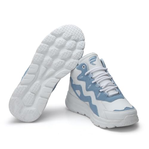 Image of FIELD CARE Casual Athletic Sneakers, Chunky Platform Design, Colour Block, Lace-up Hi-Top Gym Sports Shoes Shock Absorbing Cushioned Insole Stylish Sneakers