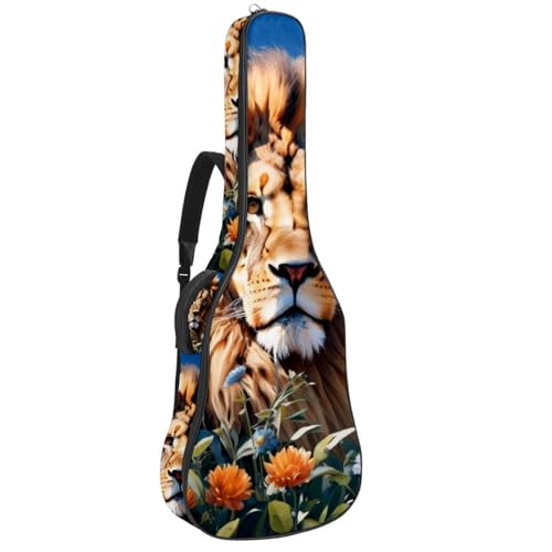 Housse de guitare acoustique 40 pouces imperméable et rembourrée avec motif lion