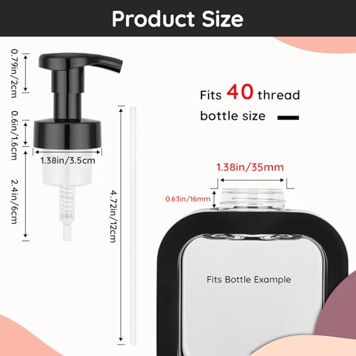 Image of Segbeauty 3pcs Black Foaming Hand Soap Dispenser Bottle Pump Head, Foam Kitchen Soap Dispenser Pump Replacement for Bathroom Shampoo Foamer Bottle, 40 Thread Size Hand Dish Foaming Bottles Pumps