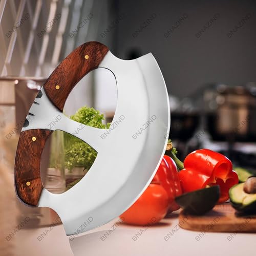 BNAZIND Handmade Ulu Knife | Alaskan Ulu Knife with Sheath | Multi-Purpose Curved Crescent Mezzaluna Ulu Knifes | Pizza Cutter Rocker Knives. (BNZ-ULU-07) by BNAZIND - Used condition - Image 6
