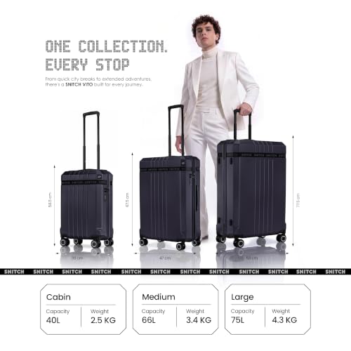 Image of SNITCH VITTO Large Size Blue Polycarbonate Hard Travel Suitcase - Large Trolley Bags & Luggage with 8 Wheels, Premium Lock, Wet Pouch & Free Shoe Bag
