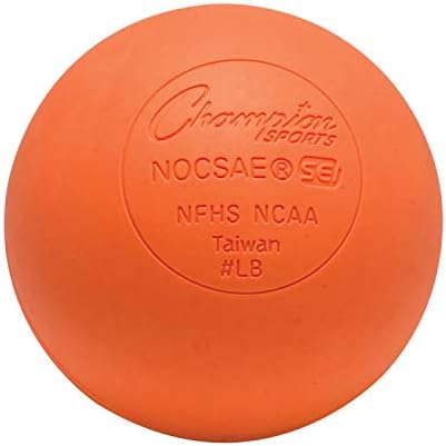 Champion Sports Colored Lacrosse Balls: Orange Official Size Sporting Goods Equipment for Professional, College & Grade School Games, Practices & Recreation - NCAA, NFHS and SEI Certified - 1 Pack