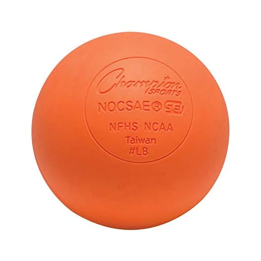 Champion Sports Colored Lacrosse Balls: Orange Official Size Sporting Goods Equipment for Professional, College & Grade School Games, Practices & Recreation - NCAA, NFHS and SEI Certified - 1 Pack