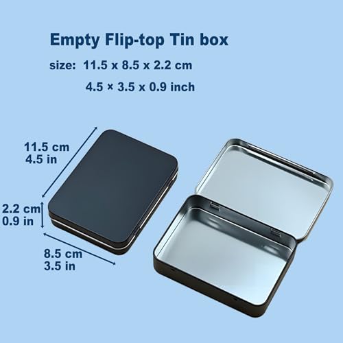 Forever Bene Tin Box-2 Pcs Small Metal Storage Containers for Beads,Jewelry,Crafts,Zyn,Mint Candy,Small Items,gift card tins,Stackable,DIY,Self Adhesive Label,Metal Tins with Lids,Biscuit jar,Gift Box