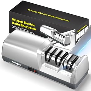 Knife Sharpener Electric for Kitchen – Kitchen Knife Sharpener 3-Stage – 15-Degree EdgeSelect Angle – Knife Sharpeners 100% Diamond Abrasive – Fast Sharpening, Repair, Restore, Polish