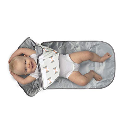 SnoofyBee Portable Clean Hands Changing Pad. 3-in-1 Diaper Clutch, Changing Station, and Diaper-Time Playmat with Redirection Barrier for use with Infants, Babies and Toddlers (Tribal) …