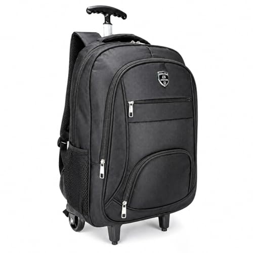 Mochila de Rodinha Escolar Masculina Viagem Menino Faculdade (Preto)