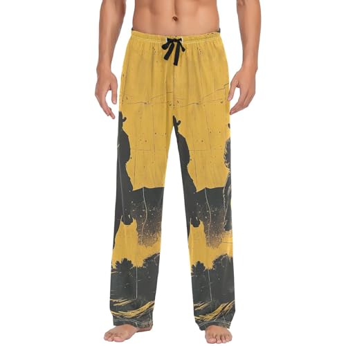 Men's Pajama Pants Vintage Western Cowboys Sleep Pajama Lounge Pant with Pockets, Elastic Waistband