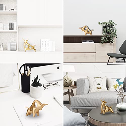 Suruim Creative Bull Taurus Resin Statue Bull Sculpture Animal Ornament Nordic Style Abstract Hollow Lucky Feng Shui Head Up Cow Bow Head Ox Zodiac Statue Craft Decorations (Look Up-A) #TOP3