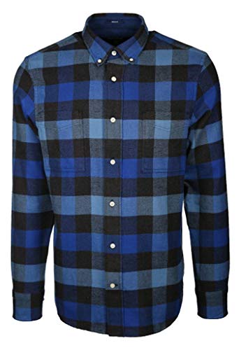 Chemise en coton bleu homme GANT manches longues mode masculine