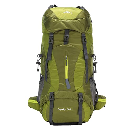 King'sguard Hiking Backpack For Men And Women 70L+5L Waterproof Lightweight Camping Daypack With Rain Cover For Outdoor Travel Mountaineering - Frameless (Green) #TOP16