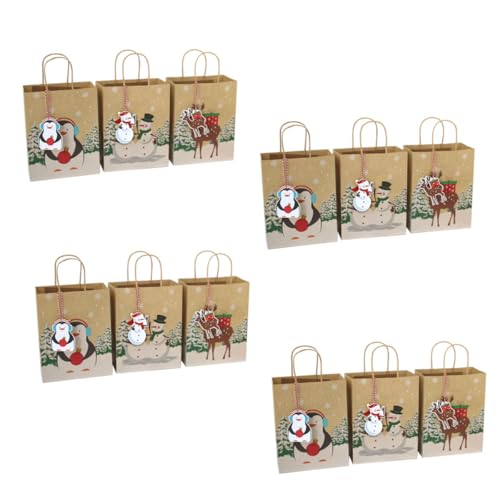 Sacs cadeaux de Noël en kraft pour emballages de fête sous le sapin et réveillon en famille