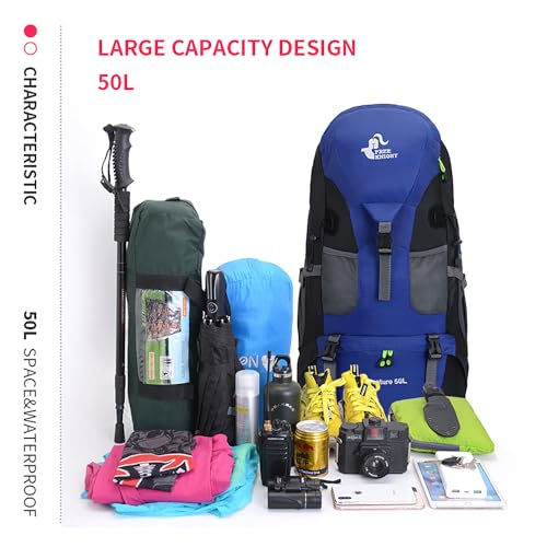 Miniatura 9 de Bseash 50l Mochila De Senderismo Ligera Y Resistente Al Agua, Mochila De Deporte Al Aire Libre, Bolsa De Viaje Para Escalar, Acampar, Viajar