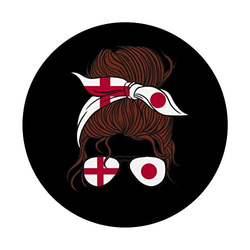 England and Japan Mix Half English half Japanese PopSockets Swappable PopGrip, Black - Image 3