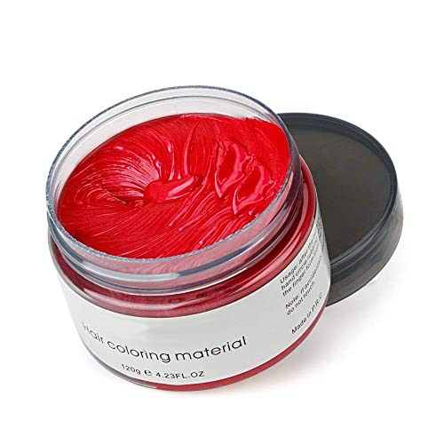 Hair Coloring Wax, 6 Farben Unisex Multi-Colors Temporary Modeling Hair Wax, DIY Hair Color Wax Mud Hair Dye Cream For Daily & Party Cosplay (Rot) Cover