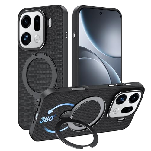 Fhyeugfy Magnetisch Case für Oppo Find X9 Pro Hülle mit Ständer,Kompatibel mit MagSafe Stoßfest Schutzhülle Handyhülle-Schwarz