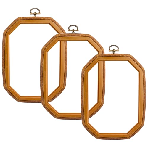 Image of Framendino, 3 Pack Imitation Wood Embroidery Hoops Cross Stitch Craft Hoop Frame for Sewing 5.9 inchx 7.87 inch