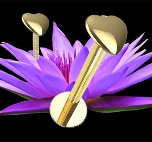 I Serce I Kolczyk do ust I Labret I Screw in I Real 585 lite żółte złoto I 1,2 x 8 x 3,5 mm I 46031-8 I