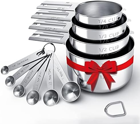 Stainless Steel Measuring Cups & Spoons Set, Cups and Spoons,Kitchen Gadgets for Cooking & Baking (4+6)