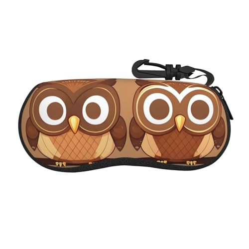 GUOLGP Bonita funda para gafas con diseño de búhos de dibujos animados de color marrón, cómoda, para viajes, verano, vacaciones, accesorio versátil