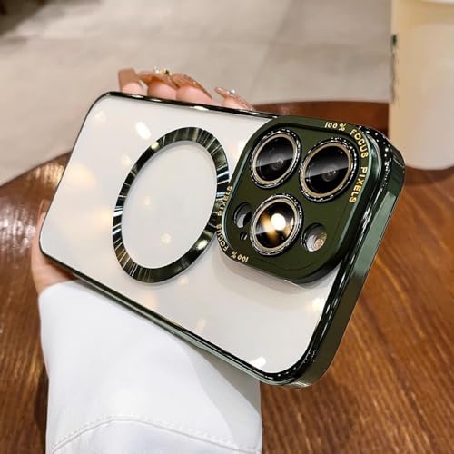 Coque de luxe magnétique en verre pour iPhone 14 avec finition vert premium
