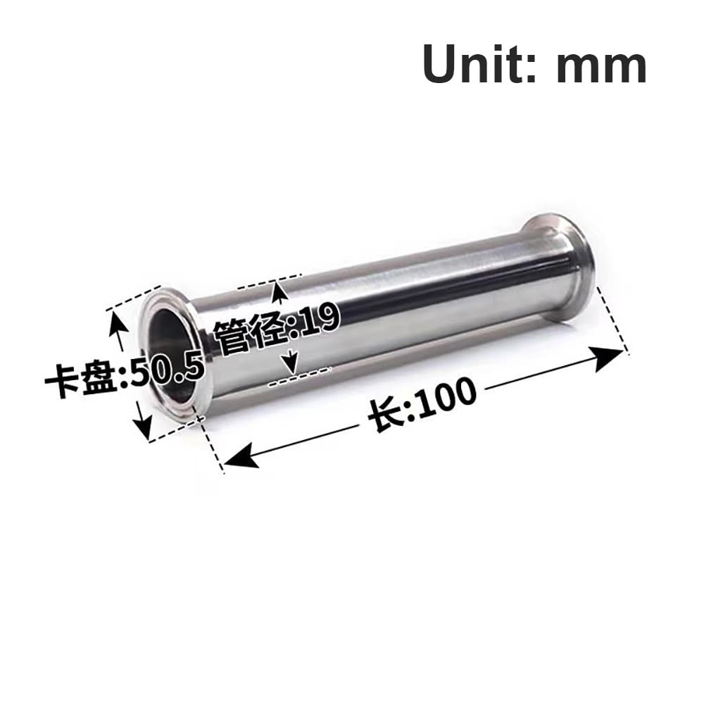 Tubo di Estensione Acqua Sanitario in Acciaio Inossidabile 304, Lunghezza 100 mm, ID 19-108 mm, Resistente alla Corrosione, Per Casa/Giardino/Industria – 1 PC(19mmx50.5)