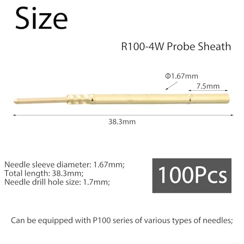 Image of Spring Test Probe Receptacle Tool For Various PCB Testing Needs, Metal Insulated Needle Round Head Pogo Pin Probe Test Tools PCB Testing(100-4W)