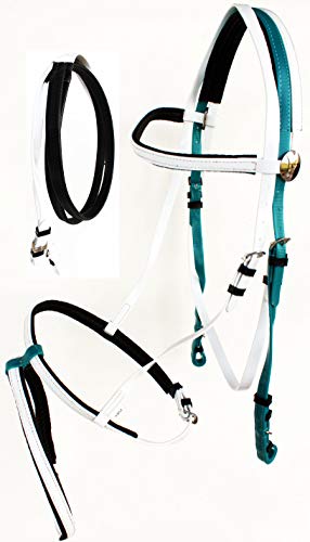 PRORIDER Horse English Endurance Flash Noseband Biothane Bridle w/Rubber Grip Reins White 40HS35