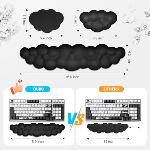 Image of JIKIOU Upgrade Leather Cloud Wrist Rest for Keyboard and Mouse & Cup Pad | Wish Gift-Cute Cloud Shape, Comfortable and don't Irritate to Skin, Non-Slip PU Base,Soft Memory Foam filled for Pain Relief