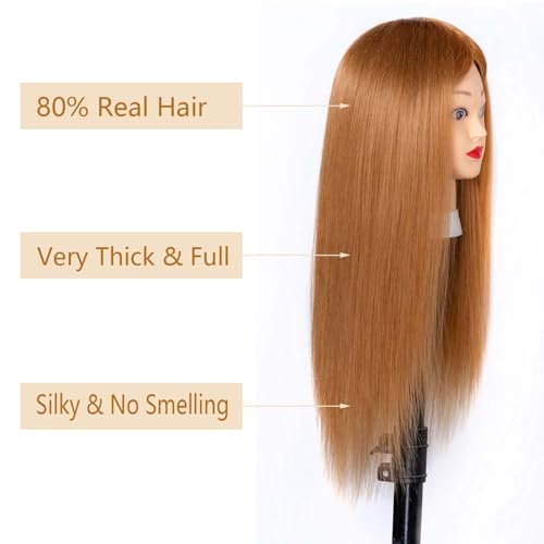 mannequin head with 80 human hair straight 2634-2834 doll head with hair cosmetology mannequin head human hair for hairdresse 27yellow