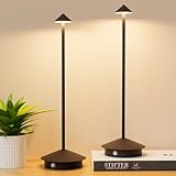 Aoceley 2-Pack 6000mAh Rechargeable Led Table Lamp Cordless,3000K-6000K Stepless Dimming Touch Lamps with Memory Function,IP54 Waterproof Aluminum Table Light for Outdoor/Bars/Restaurant/Patio(Black)