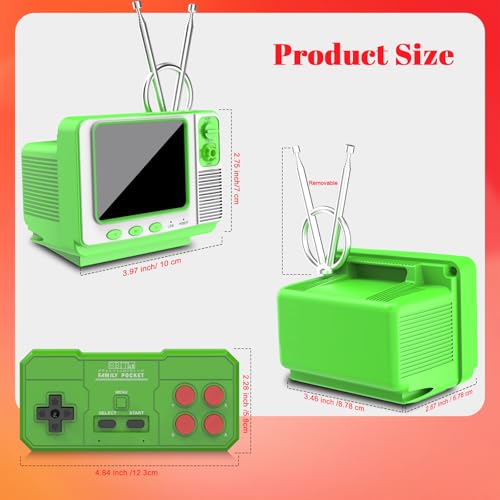 EASEGMER Retro Handheld Game Console with 168 Classic Games, Mini TV Style, 3.0\" Screen, AV Output, 2 Player Support, Rechargeable Battery for Kids Ages 4-12.