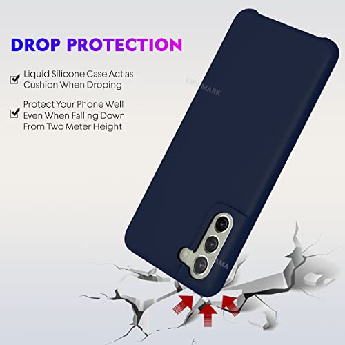 Image of LIRAMARK Liquid Silicone Soft Back Cover Case for Samsung Galaxy S21 FE 5G (Midnight Blue)