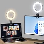 Ring Light for Computer Video Conference - Webcam Light for Monitor Clip On Remote Working Distance Learning Zoom Call Self Broadcasting and Live Streaming Influencer Light Laptop Video Conferencing