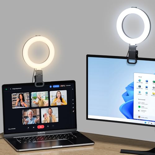 90 Luces LED para Selfie Luz de Anillo para videoconferencia de computadora - Luz de cámara Web para Clip de Monitor en Trabajo Remoto Aprendizaje a Distancia Llamada de Zoom Autodifusión