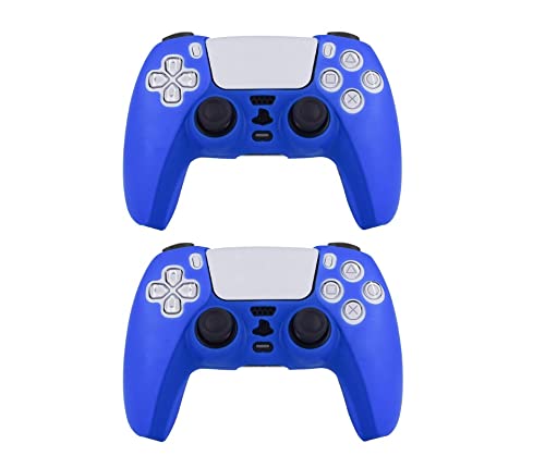 Khloex Pack X2 Unidades Fundas Antipolvo para Mando PS5 DualSense - Carcasa Protectora para PS5 - Funda Protectora de Silicona Antideslizante - Controlador Inalámbrico (Azul) Cover