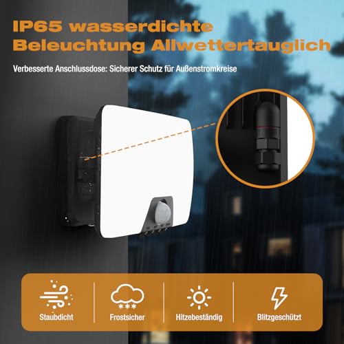 vighep 24W Led Strahler mit Bewegungsmelder Außen, IP65 Wasserdicht Fluter Flutlicht, 3000K-6500K Außenlampe… – Ansicht 4