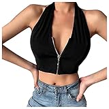 Esta camiseta sin mangas para mujer es una prenda de moda inspirada en el estilo Y9K, con un diseño crop top que es perfecto para lucir un look fresco y moderno en verano. Los tirantes y chaleco de halter le dan un toque sexy y elegante a la prenda.