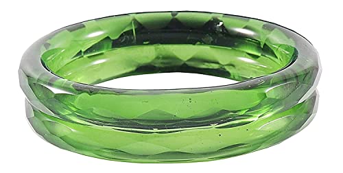 Image of ZULKA Get your traditions Glass With Diamond Pattern Glossy Finished Kada Set For Women and Girls,(Green 2.4 Inches), Pack Of 2 Kada Set