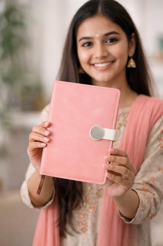 Image of A5 Journal Notebook Diary for Girls Women | Office Journal Diary Notebook with Magnetic Flip Lock (200 Ruled Pages, 6 x 8.5 Inches, 80 GSM) (Light Pink)